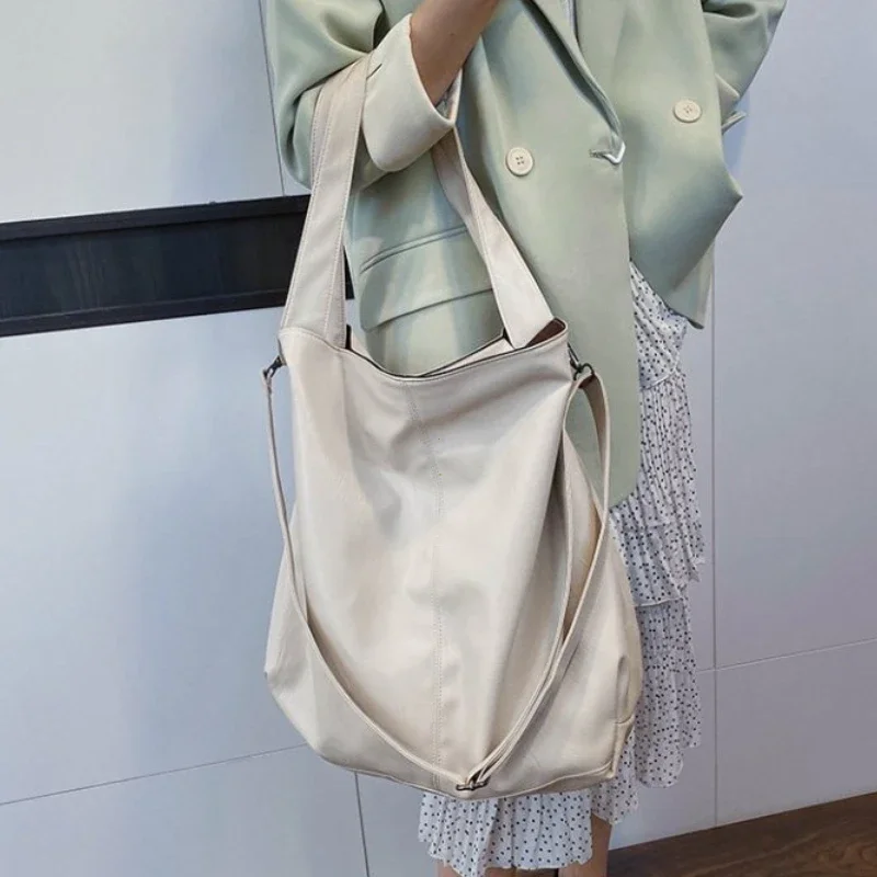 Fashion Big Leather Tote Bag For Women Large Capacity Retro Shoulder Bags Soft Leather Crossbody Handbags Large Lady Shopper Bag