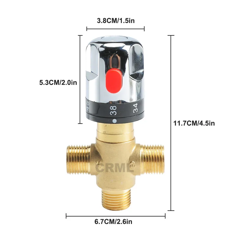 Brass Thermostatic Mixing Valve Silver Plating Bathroom Faucet Temperature Mixer Control Thermostatic Valve Home Improvement
