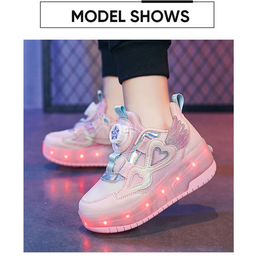 Leuchtendes Gehen für Mädchen mit hohem ästhetischem Wert, Mesh-Sportschuhe für Mittelschulkinder, Schüler-Doppelrolle_voghion.com