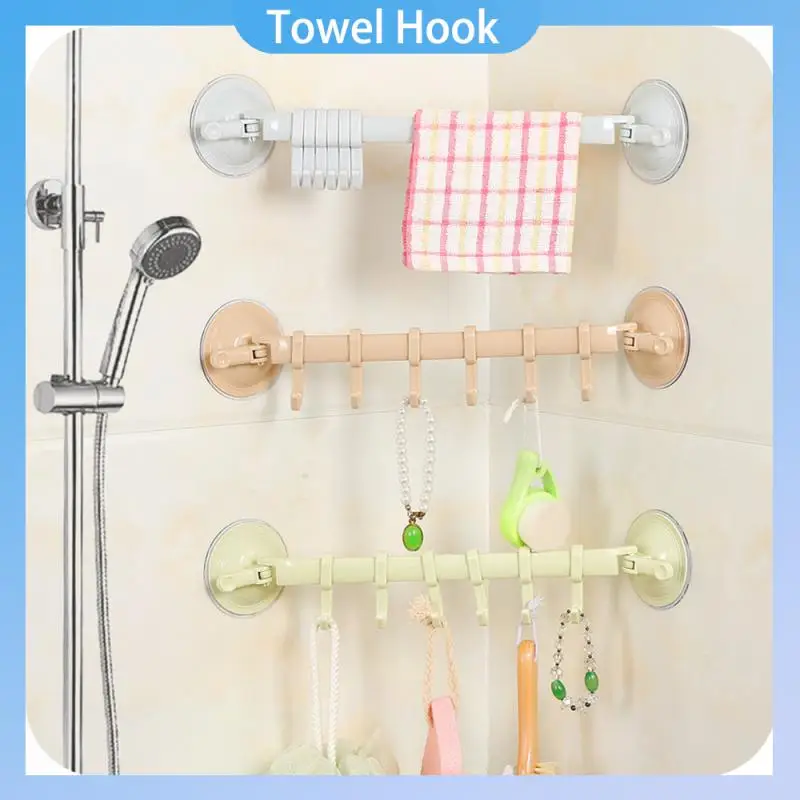 Kitchen Bathroom Hook Towel Hooks Living Room Door Back Storage Rack Suction Cup Wall Hanging Rod Rack Clothes Organizer Hook
