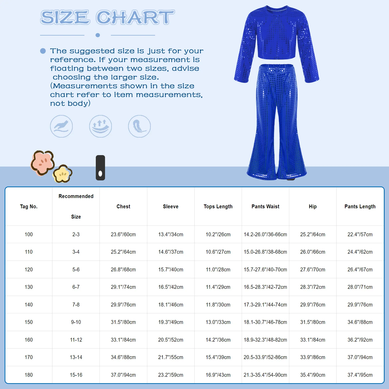 Kids Girls Jazz Hip Hop Dance Costume Shiny Long Sleeve Crop Top with Bell-bottoms Pants Disco Party Stage Performance Dancewear