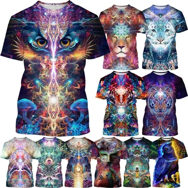 T-shirt homme imprimé 3d animal créatif style fluorescent_voghion.com