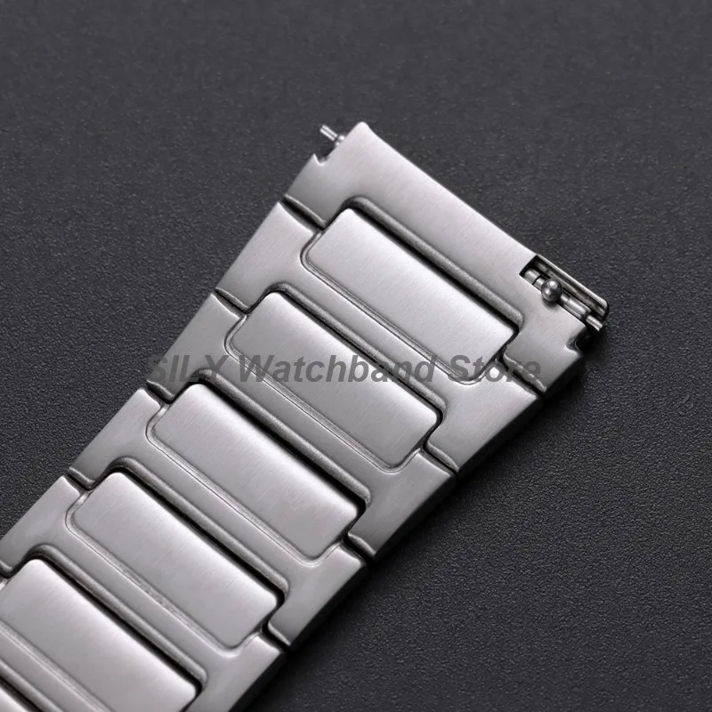Elegant Stainless Steel Butterfly Buckle Watch Strap - Quick Release, Silver & Black