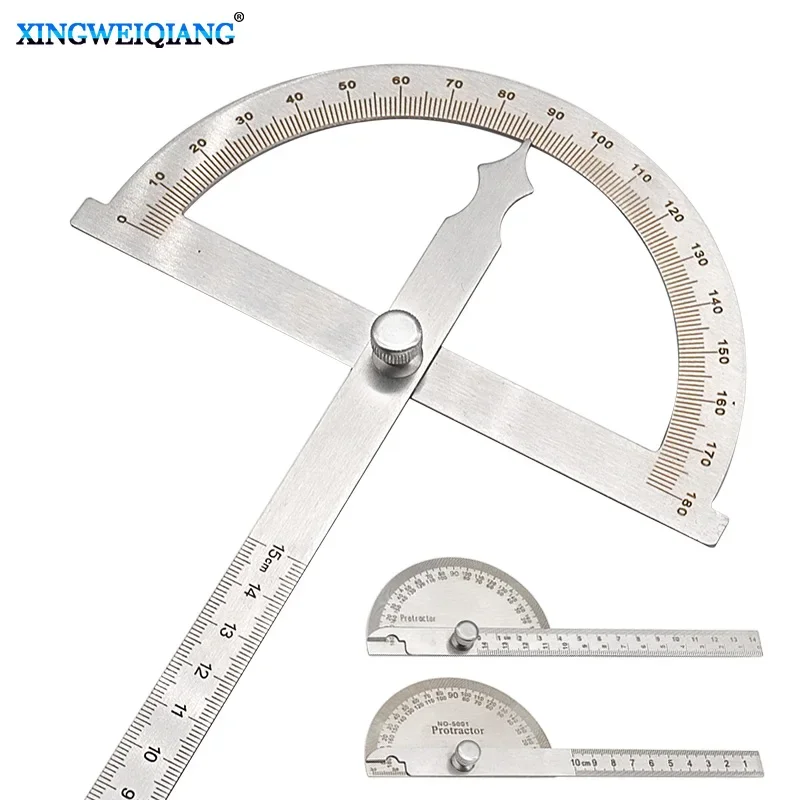 180 Degree Adjustable Protractor Stainless Steel Angle Gauge 0-100mm/14mm/15mm Round Head Caliper Measuring Ruler 3