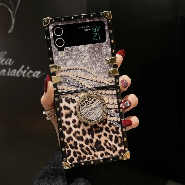 For Samsung Galaxy Z Flip 5 Flip 4 Flip 3 Square Retro Leather Shockproof  Case