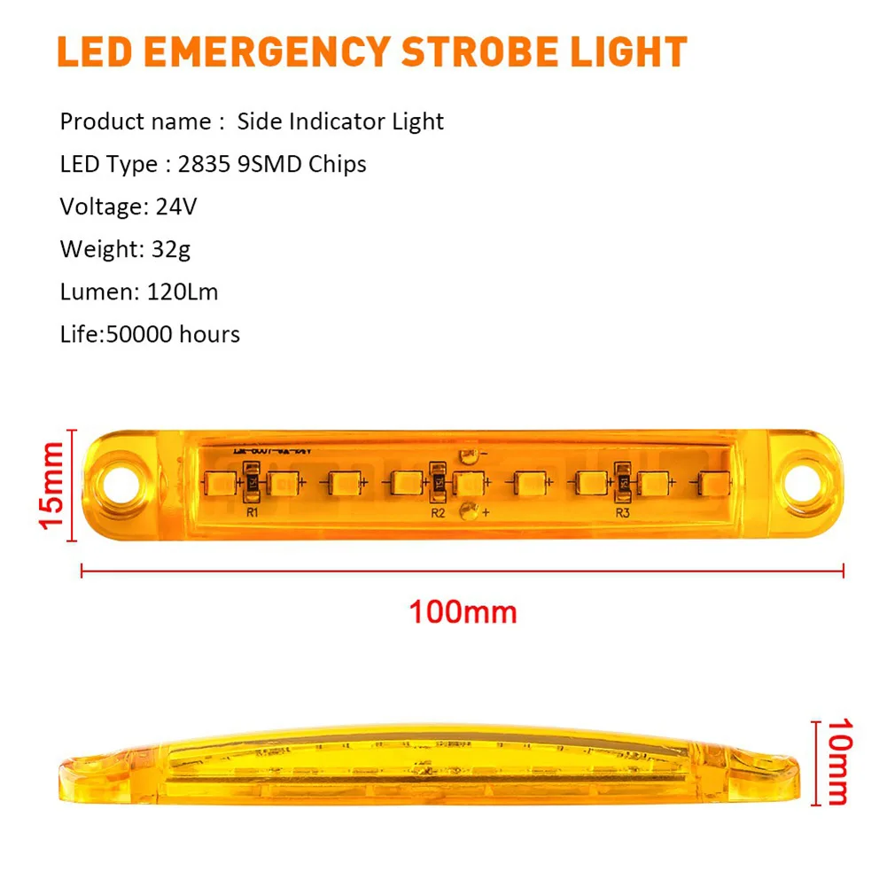 

External Lights Indicator Lights For Car Blue Green Red Side Marker Yellow 9 LED Car Accessories For Truck Lorry