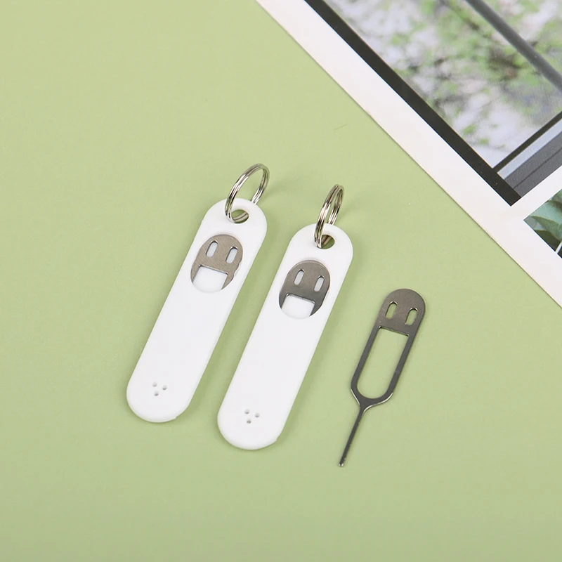 1Pc Sim Card Removal Ago Pin E Vassoio Anti-Smarrimento Portachiavi Portable Card Removal Thimble Storage Case Ejecter Tool Needles