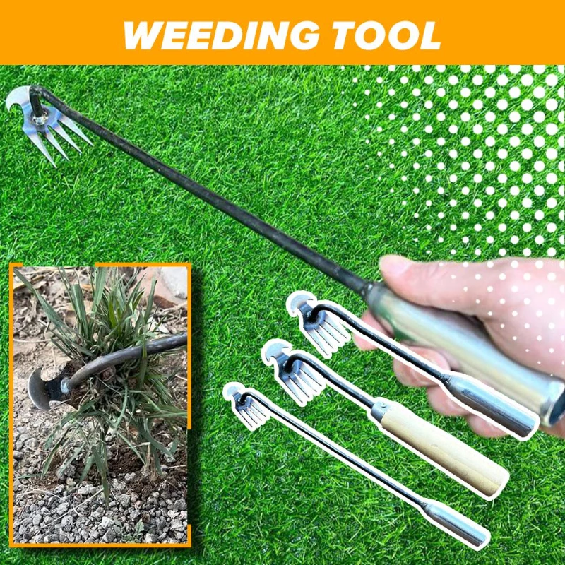 

1PC Multifunction Weed Tools 4 Teeth Garden Weeding Hoe Rake Farm Tool Weeding Artifact Uprooting Grass Gardening Tools