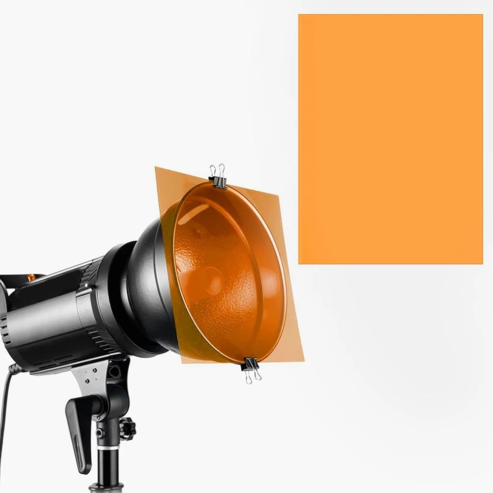 9Pcs Gel Light Filter Color Correction Colored Overlays Film Lighting Gel Filter for Film Video Photo Stage Orange