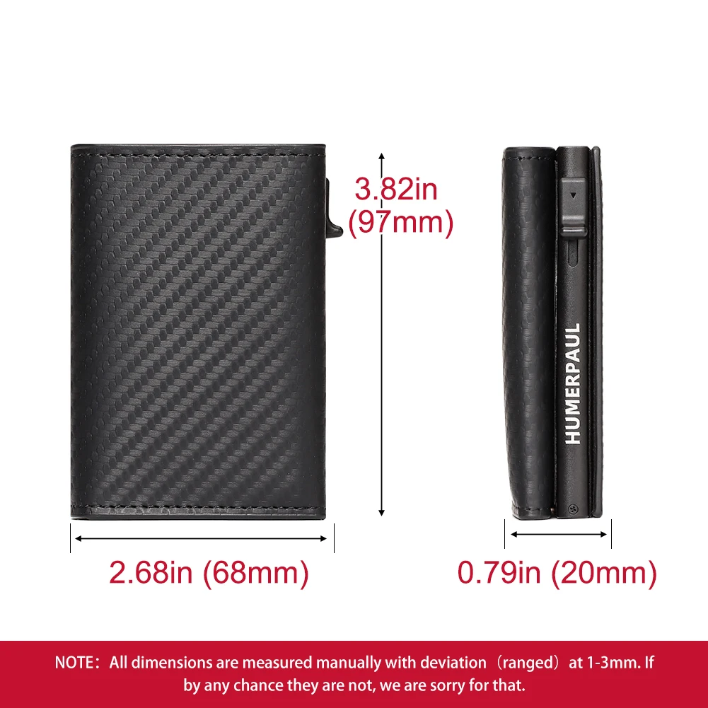 Carbon Fiber Magnetic Men's Credit Card Holder RFID Pop Up Cards Storage Case Automatic Smart Walet with Money Clip