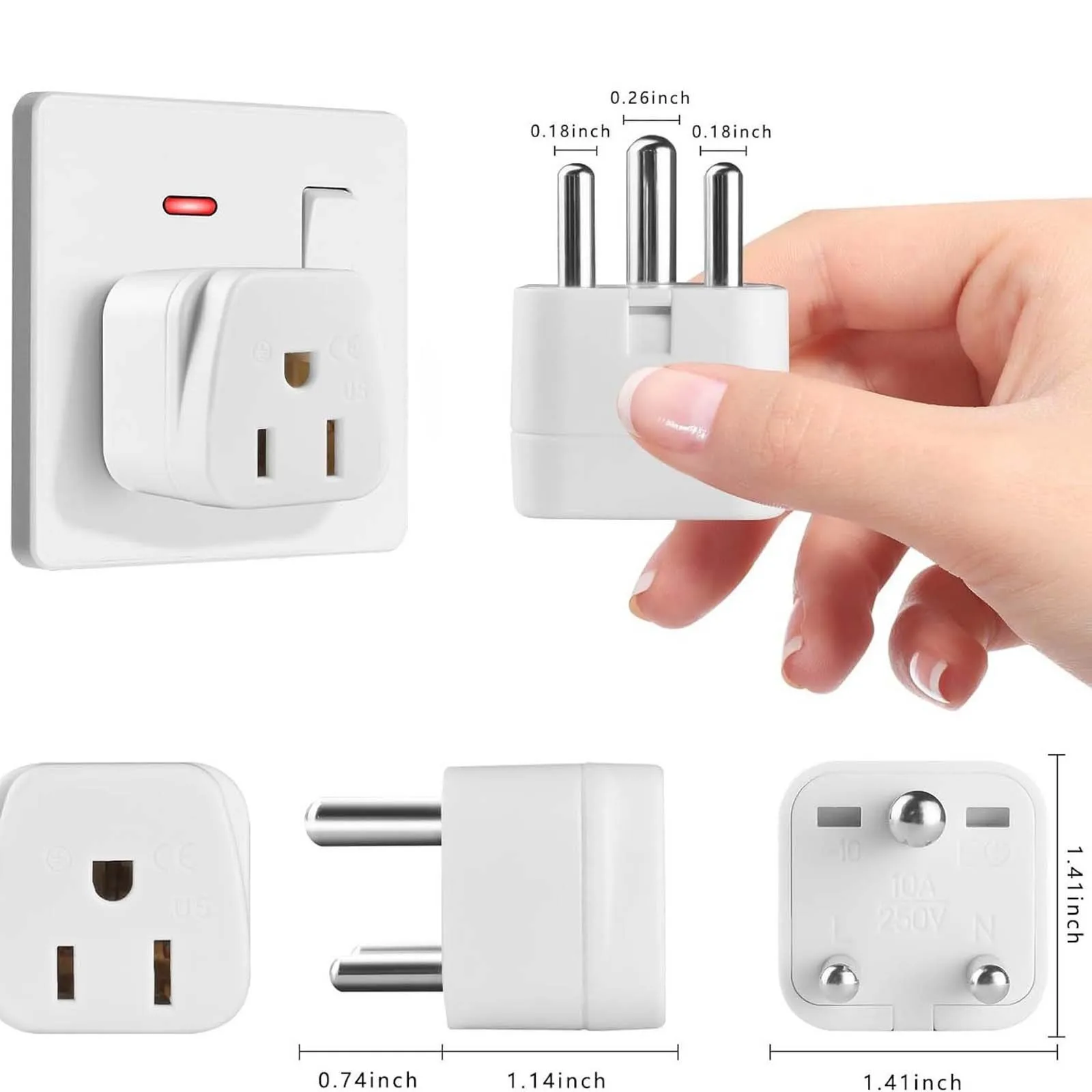 Portable Travel Adapter Us Adapter Socket German Plug Adaptor For Eu To Us/Canada/Mexico/Thailand Etc. Charging Plug Chargers