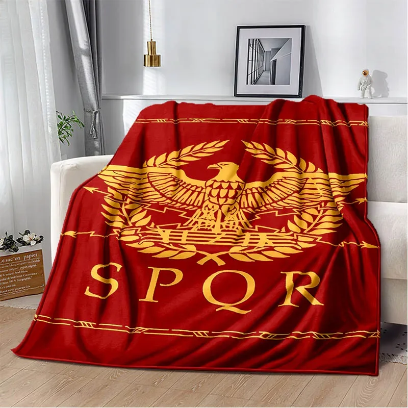 로마 SPQR 로고 인쇄 담요 패션 따뜻한 담요 부드럽고 편안한 담요 홈 여행 담요 생일 선물