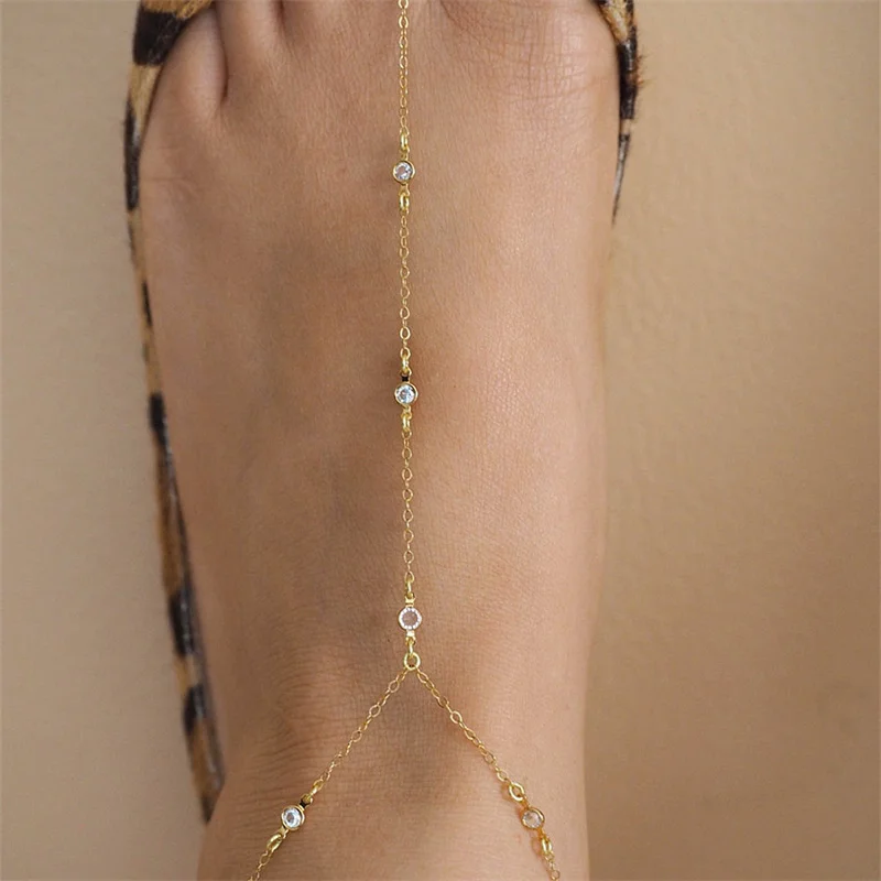 Fashion Rhinestone Thin Chain Anklets For Women Vintage Gold Silver Color Ankle Bracelet Boho Beach Jewelry Summer Accessories For ankle chains,silver anklet bracelet,beads anklet,fashion accessories,cubic zirconia anklet
