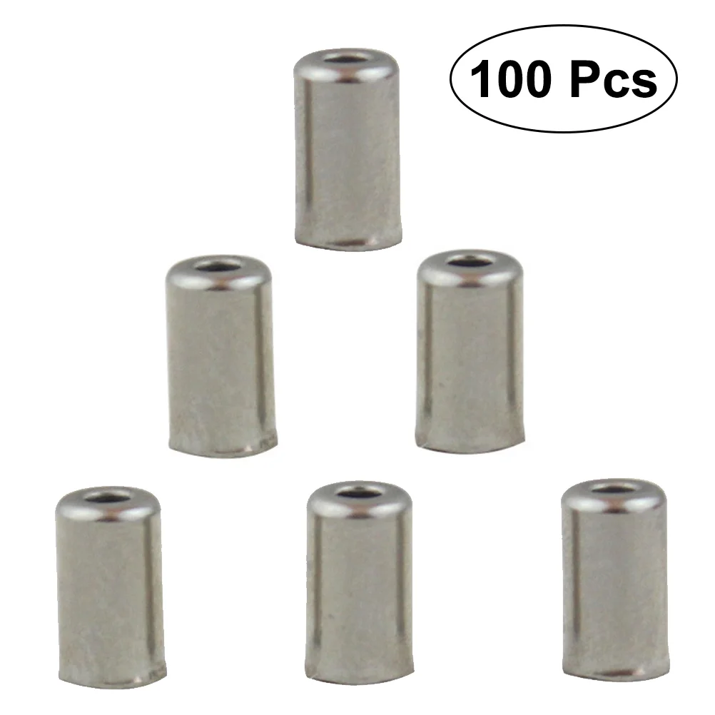 100pcs Metal Bike Brake Gear Fixing Cable Wire End Caps Crimps Tips