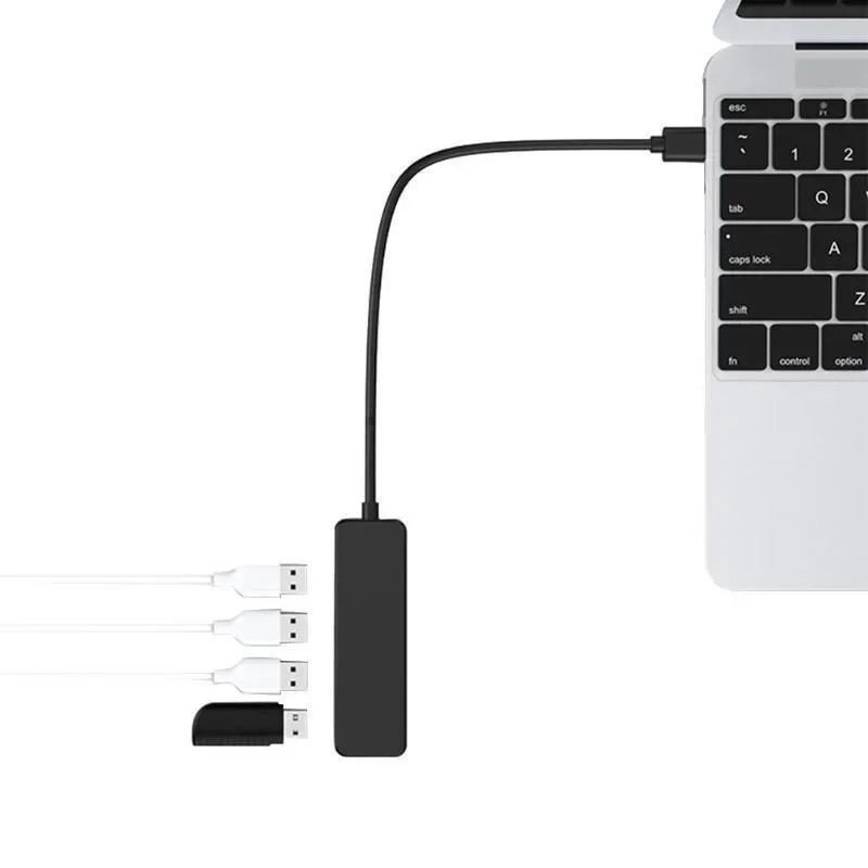 Adattatore hub splitter USB 2.0 multi-porta USB ultra sottile con 4 porte, dock di espansione per PC e laptop._voghion.com