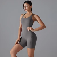 Yoga Set Sexy Backless Sporty Tight Jumpsuit Raises Butt Playsuit Women Romper Summer Gym Fitness Short Overalls One Pieces Set - Image 3