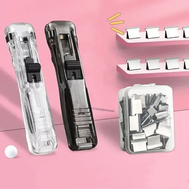 Document Push Clamp Binder Stationery Clip Stapler Multifunction Paper Storage Metal Clip Holder
