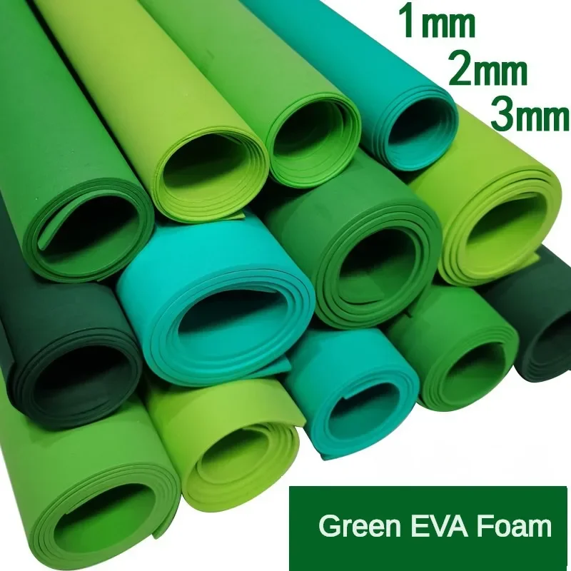 Thickness 1/2/3mm Green EVA Foam Paper Christmas Tree Making Foam Thin EVA Rubber Plate Handmade Model Making Cosplay 87x50cm