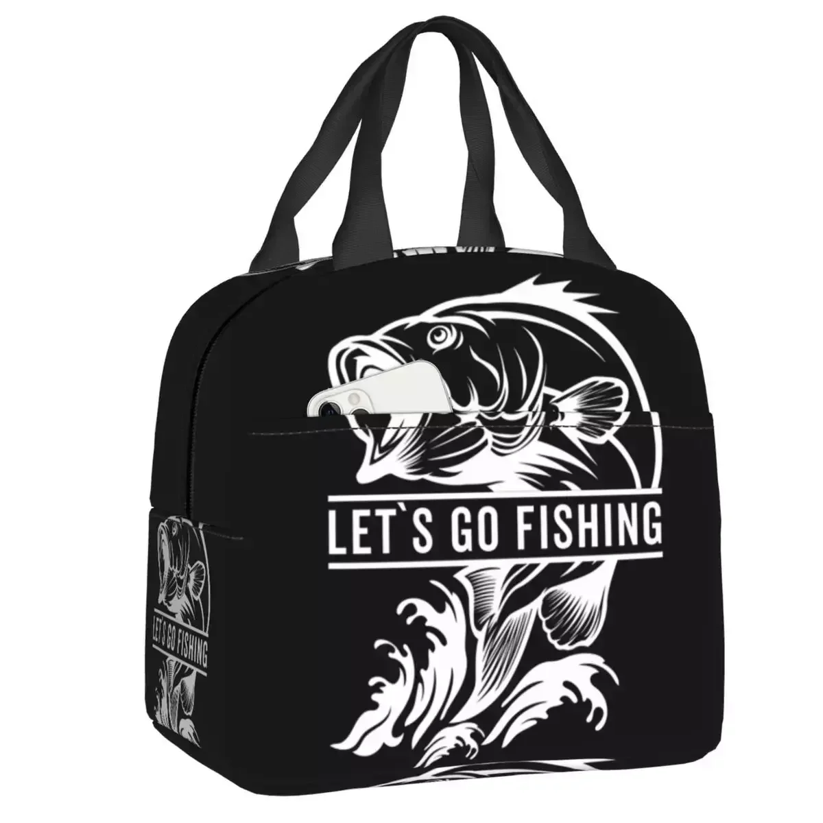 

2024 New Angler Fishing Fisherman Fishing Saying Quote Insulated Lunch Tote Bag Resuable Cooler Thermal Bento Box Lunchbag