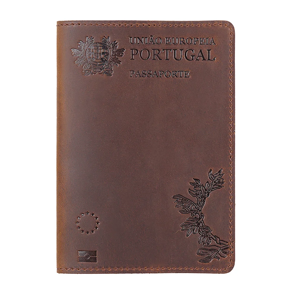 Genuine Leather Portugal Passport Cover For Portuguese Credit Card