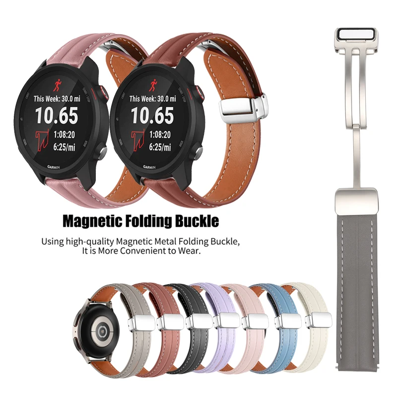 

Ремешок кожаный с магнитной застежкой для Garmin Vivoactive 3 4/CAME Sq, 46 мм, 20/22 мм