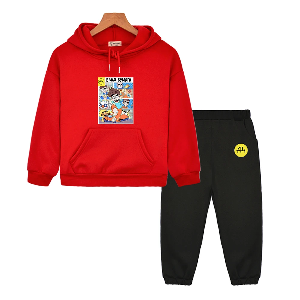 children's clothing sets boy мерч а4 New A4 Lamba Children's Hoodies Suit for Girl Outfits Влад Бумага A4 Baby Boy Sets Kids Sweatshirts with Hood Tops Pants boy kid suit