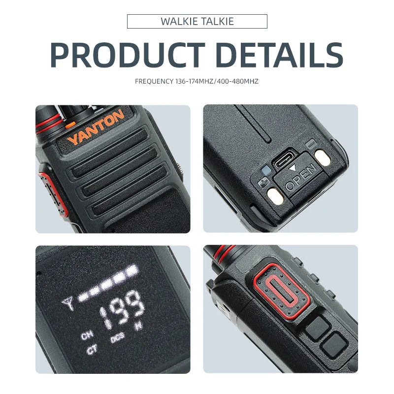 5W Professional 2 Way Radio Transceiver T-800 walkie talkie IP67 waterproof