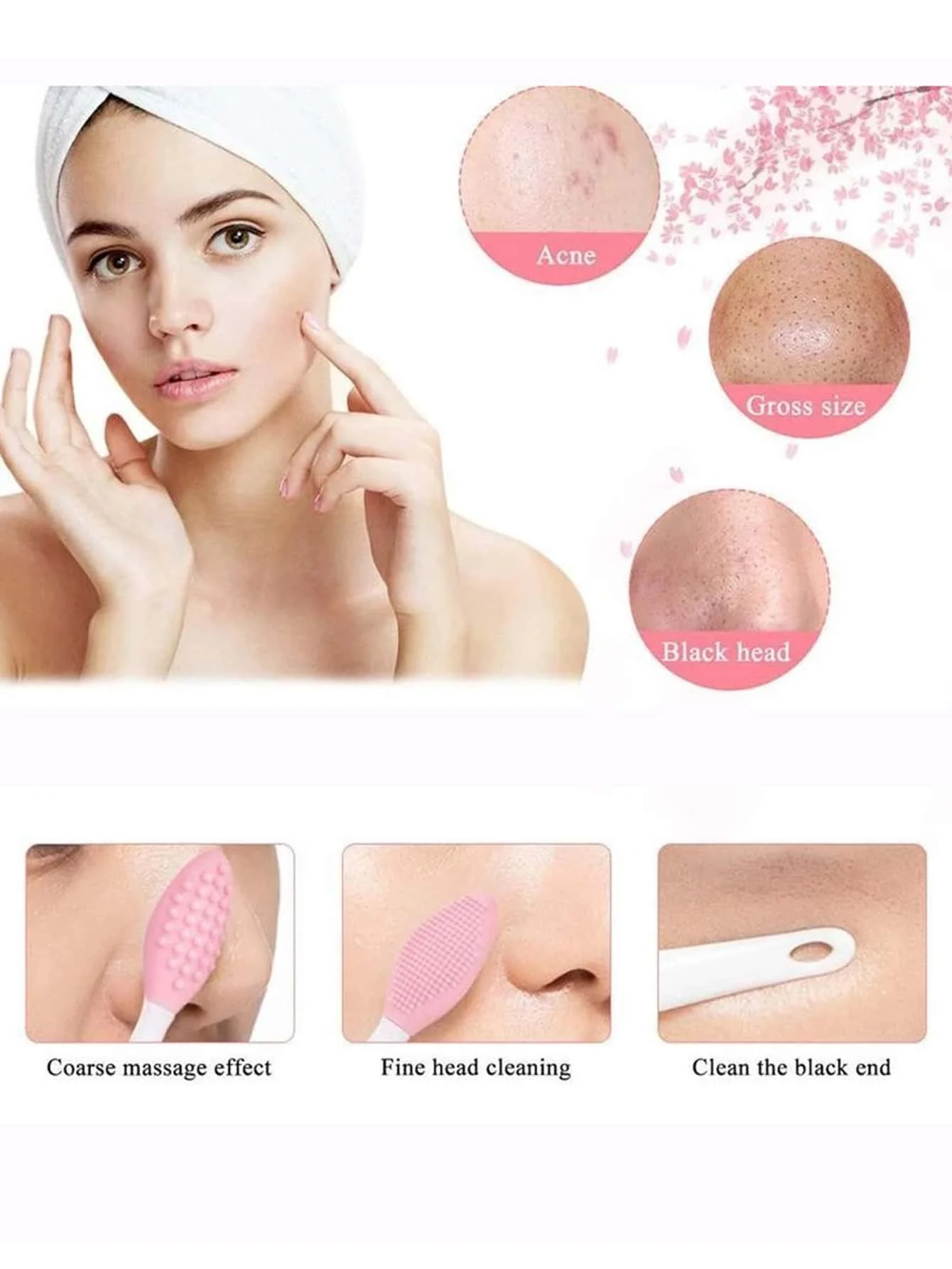 1Pc Beauty Skin Care Wash Face Silicone Brush Nose Exfoliating Clean Blackhead Removal Brush Multifunctional Deep Skin Care Tool