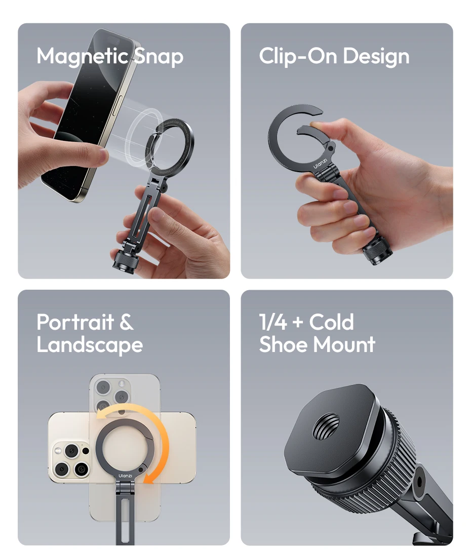 Cold Shoe Phone Mount Double-Side Magnetic Phone Mount for Camera Tripod for iPh