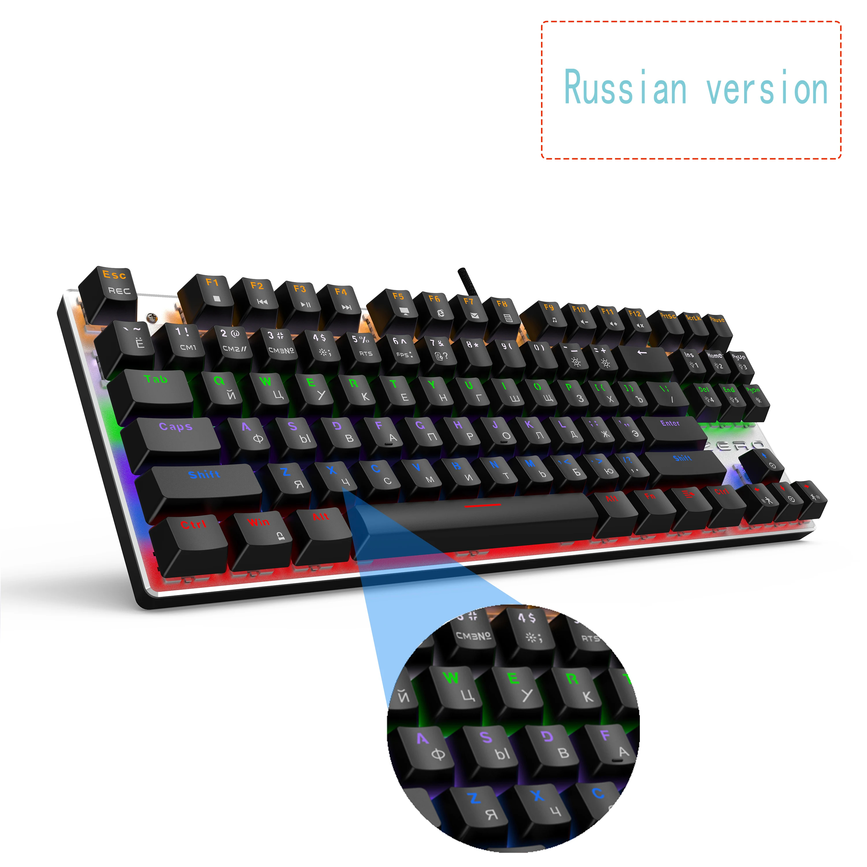 pc keyboard Metoo  Edition Mechanical Keyboard 87 keys Blue Switch Gaming Keyboards for Tablet Desktop  Russian sticker mini keyboard pc Keyboards