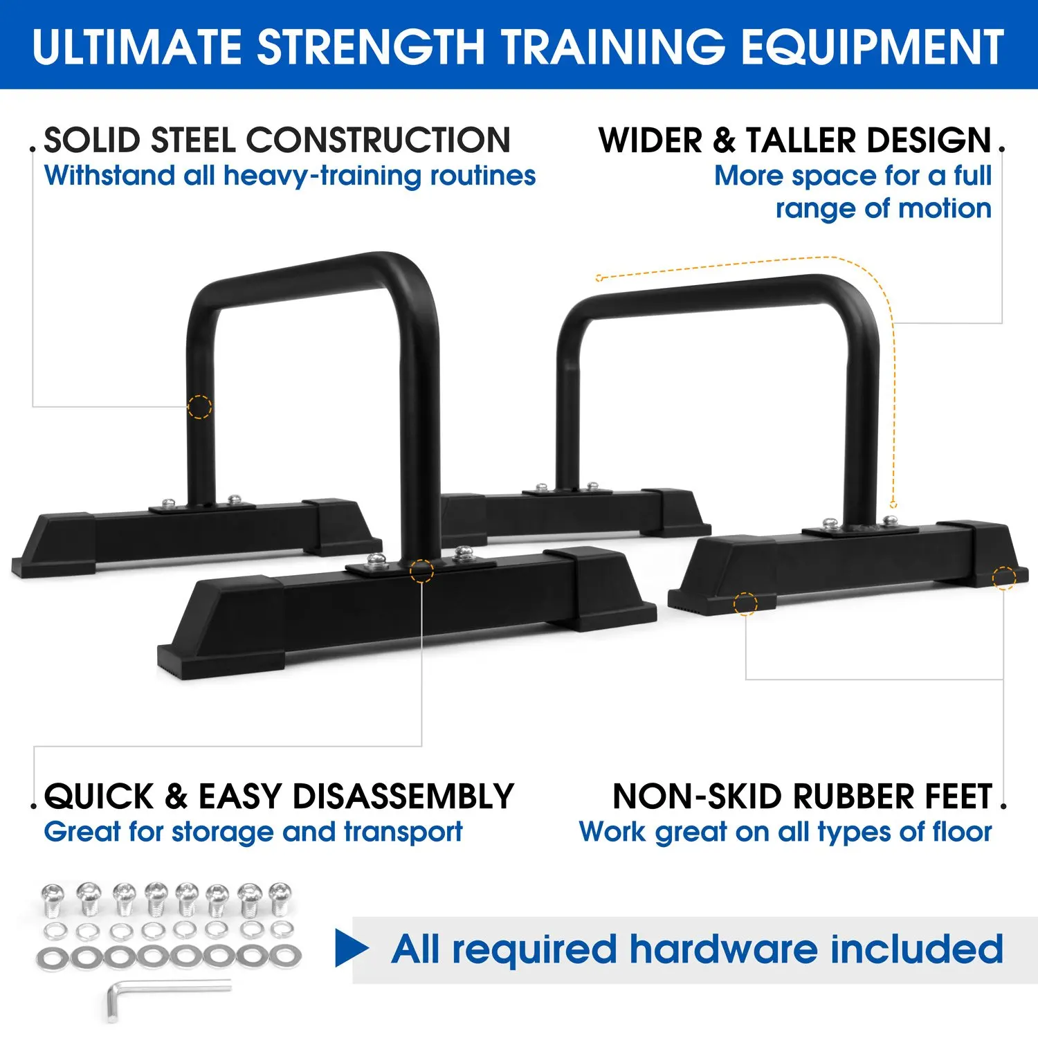 Home Gym Steel Push-Up Bar Stand with Iron Dips Parallel Bars Fitness Equipment for Arm Workout & Strength Training Home Use