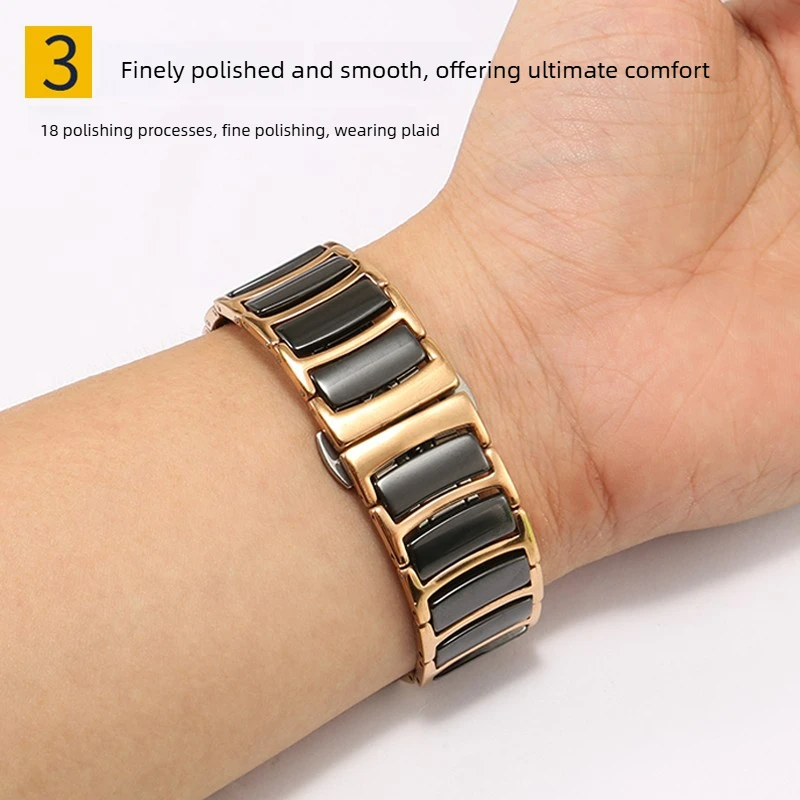 Elegant Stainless Steel Ceramic Watch Strap