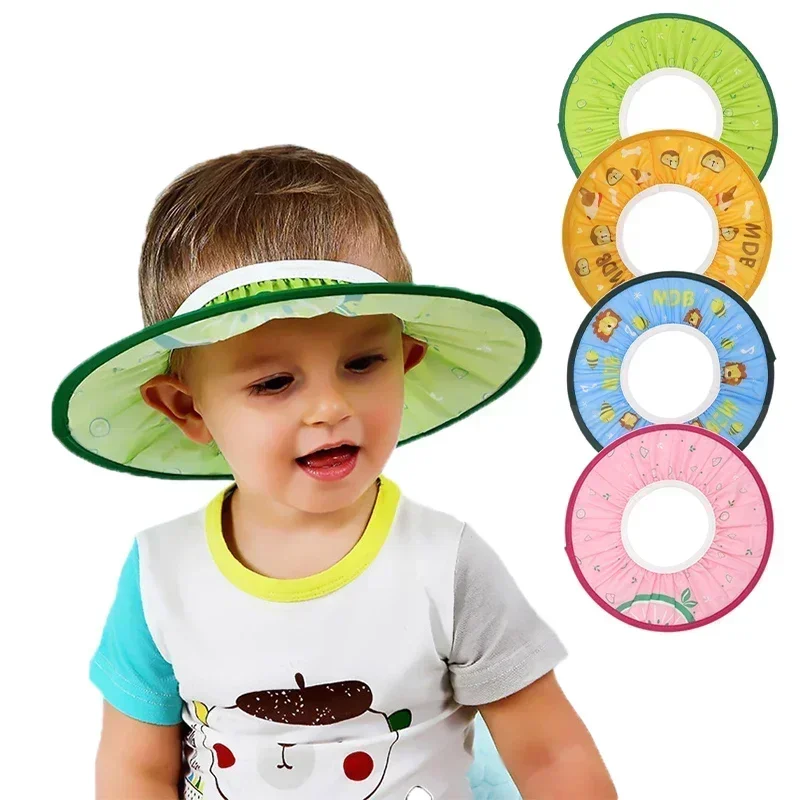 Toddler Kids Wash Hair Shield Caps Soft Elastic Inner Circle Baby Hat Shampoo Bathing Cute Adjustable Shower Protect Cap