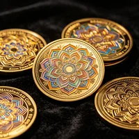Custom Mandala Flower Commemorative Coin, Gold Silver Plated 3D Enamel Engraved Collectible Souvenir Coin for Meditation & Gifts - Image 2