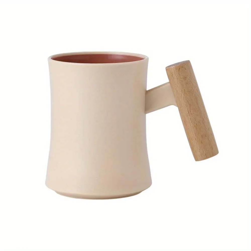 Wooden Handle Mouthwash Cup Couple's Toothbrush Cups High-End Plastic Mouthwash Cup Double-Layer Contrast-Color Mouthwash Cup