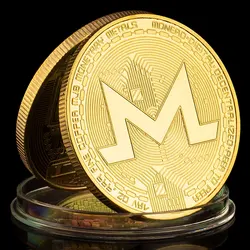Golden Plated Monero Commemorative Souvenir Coin - Cryptocurrency Collector's Item (Gold)