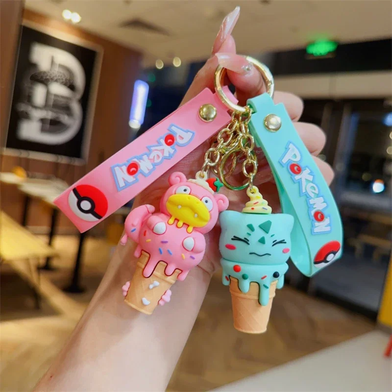 

Pokemon anime ice cream Pikachu Gengar Key Chain Schoolbag Pendant Decoration Cartoon pvc backpack keychain holiday gift
