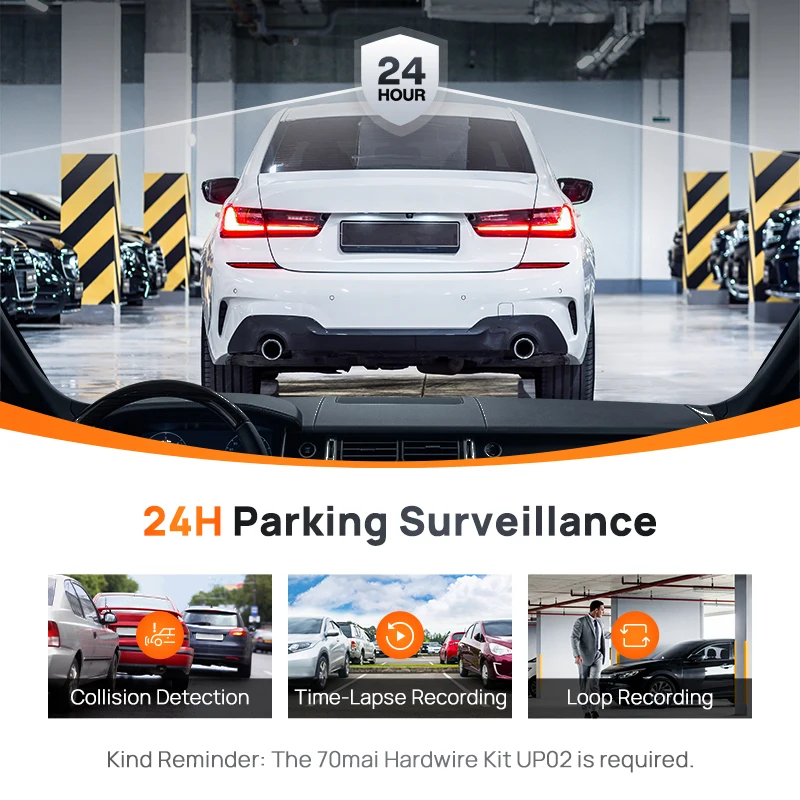 ۷ι  70mai ڵ DVR1080P ڵ ڴ  ķ A200, 2 ġ LCD ȭ, 24 ð  , 130  FOV  ä ڵ