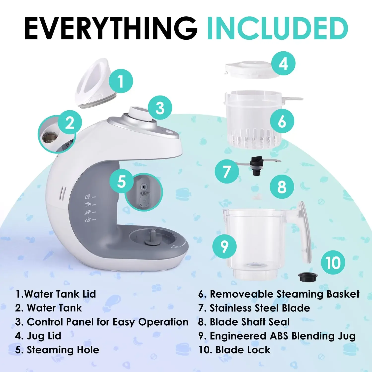 Baby Food Maker - 2-in-1 Steamer & Puree Blender with Timer, One-Press Processor & Auto Shutoff - Cook & Steam Fruits 4