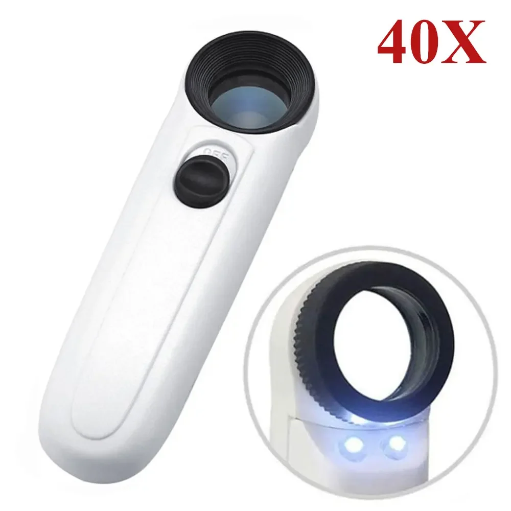 Handheld 10X Magnifier LED Lights Acrylic Lens Reading Magnifying Glass COB  Light Source - AliExpress