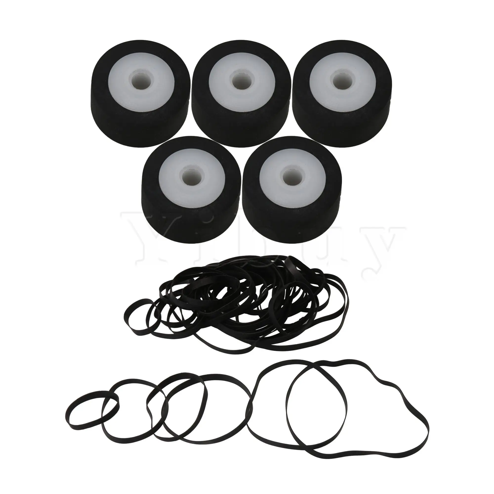 

YIBUY 55Pcs DVD Rubber Belt 40mm to 135mm Mixed with Audio Pinch Roller Kit