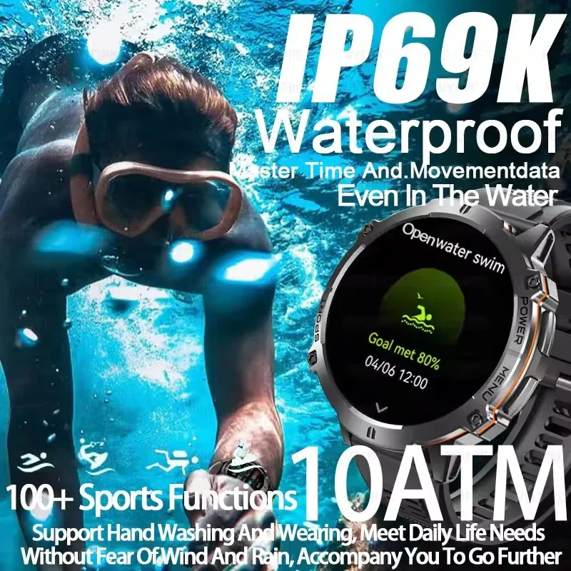 New T-Rex 3 Men Swim 1000mAh Battery Smart Watch IP69K&10ATM Waterproof GPS Compass Altimeter Call AMOLED Outdoors Sport Watches