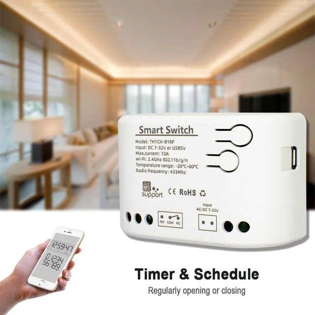 Intelligent eWelink Switch With Temperature Humidity Sensor ,Smart 10A 2000W RF433 Thermostat TH16 Monitoring Alexa Compatible 3