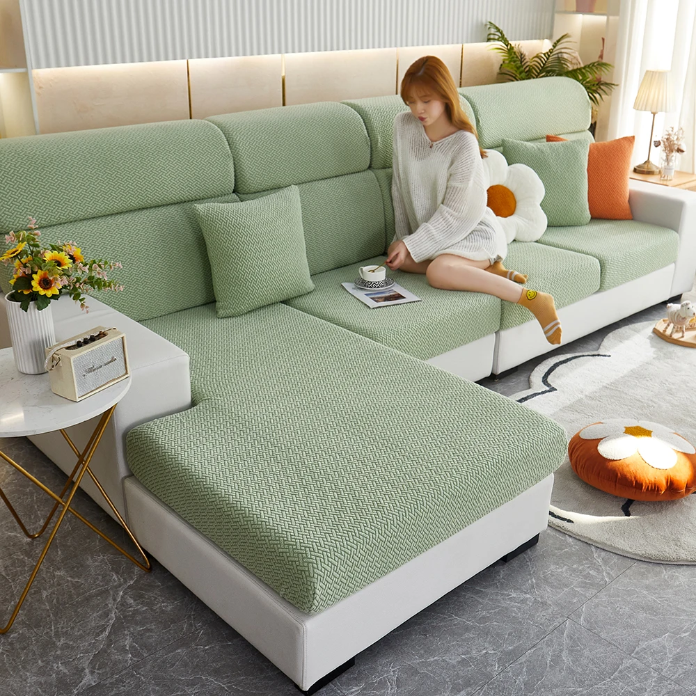 1pc Jacquard Sofa Slipcover Twill Pattern Elastic Sofa Covers Furniture Protector for Bedroom Office Living Room Home Decor 6