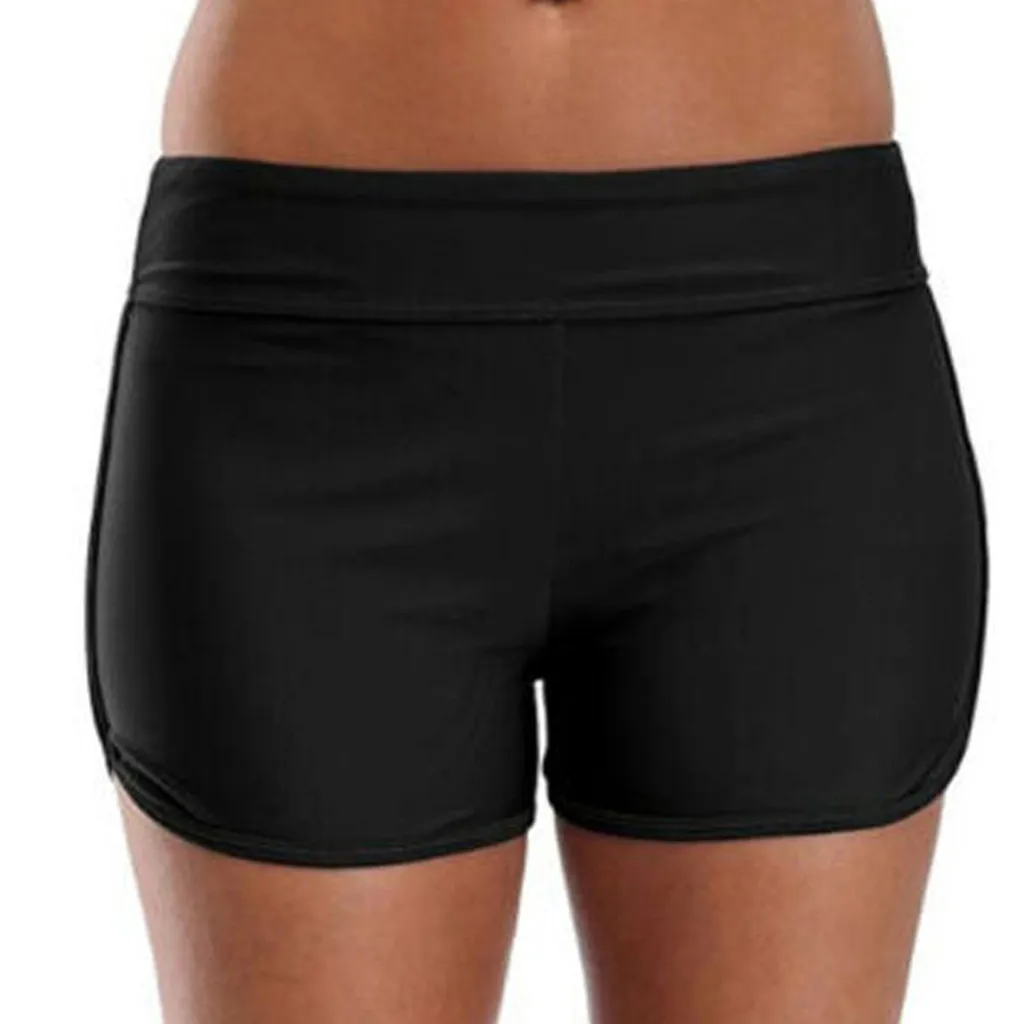 Women Swimsuit Shorts Solid Fashion Swim Bikini Bottom High Waist Tankini Bathing Shorts Beach Swimwear