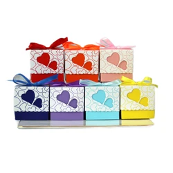 10/20/50Pcs Double Love Heart Candy Boxes Wedding Favor Gifts Boxes Packaging Bags With Ribbon Wedding Birthday Party Decoration