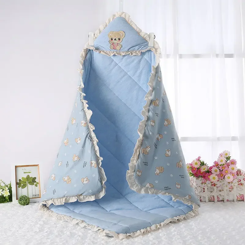 Newborn Cotton Blanket Winter Warm Embroidery Baby Swaddling Blanket Cartoon Envelope Wrap Blankets Baby Boys Girls Bed Quilt 5