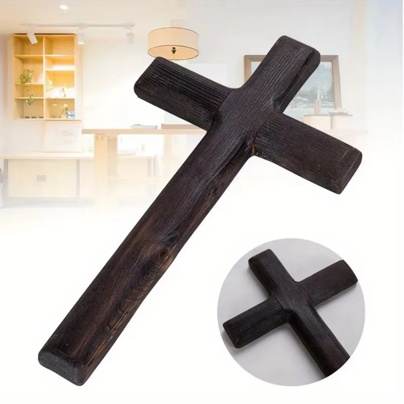 Catholic Crucifix Hanging Ornaments Wall Mounted Wooden Crosses Party Meditation Office Gifts Crafts Jesus Christ Solid handheld wooden cross wooden cross jesus crucifix sculpture