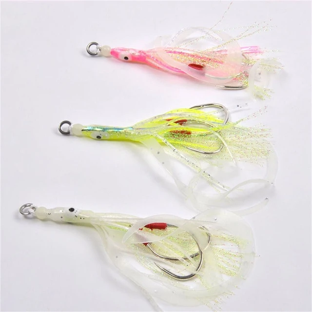 2PCS/lot Soft Squid Skirts Lure Slow Jigging Assist Hook Luminous Trolling  Jig Bait for Saltwater Fishing Deep Sea Fishing - AliExpress