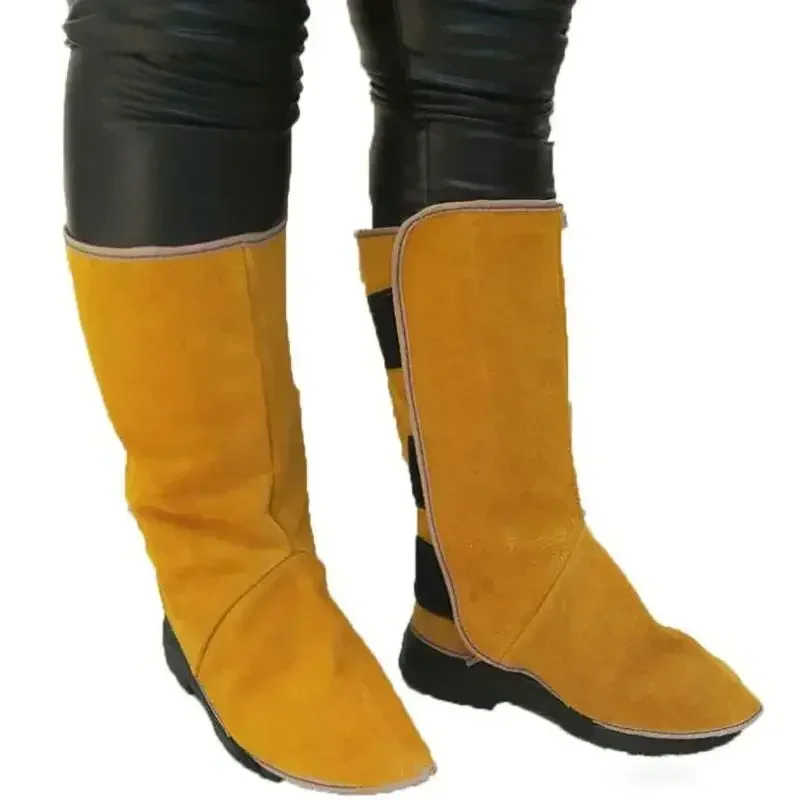 Cowhide Leather Welding Covers 32cm Long Welding Protective Shoes Feet Cover for Welder Flame Resistant Foot Safety Protection welding protective gear